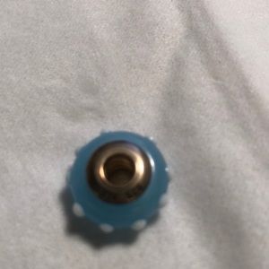 Pandora bead - aqua polka dot